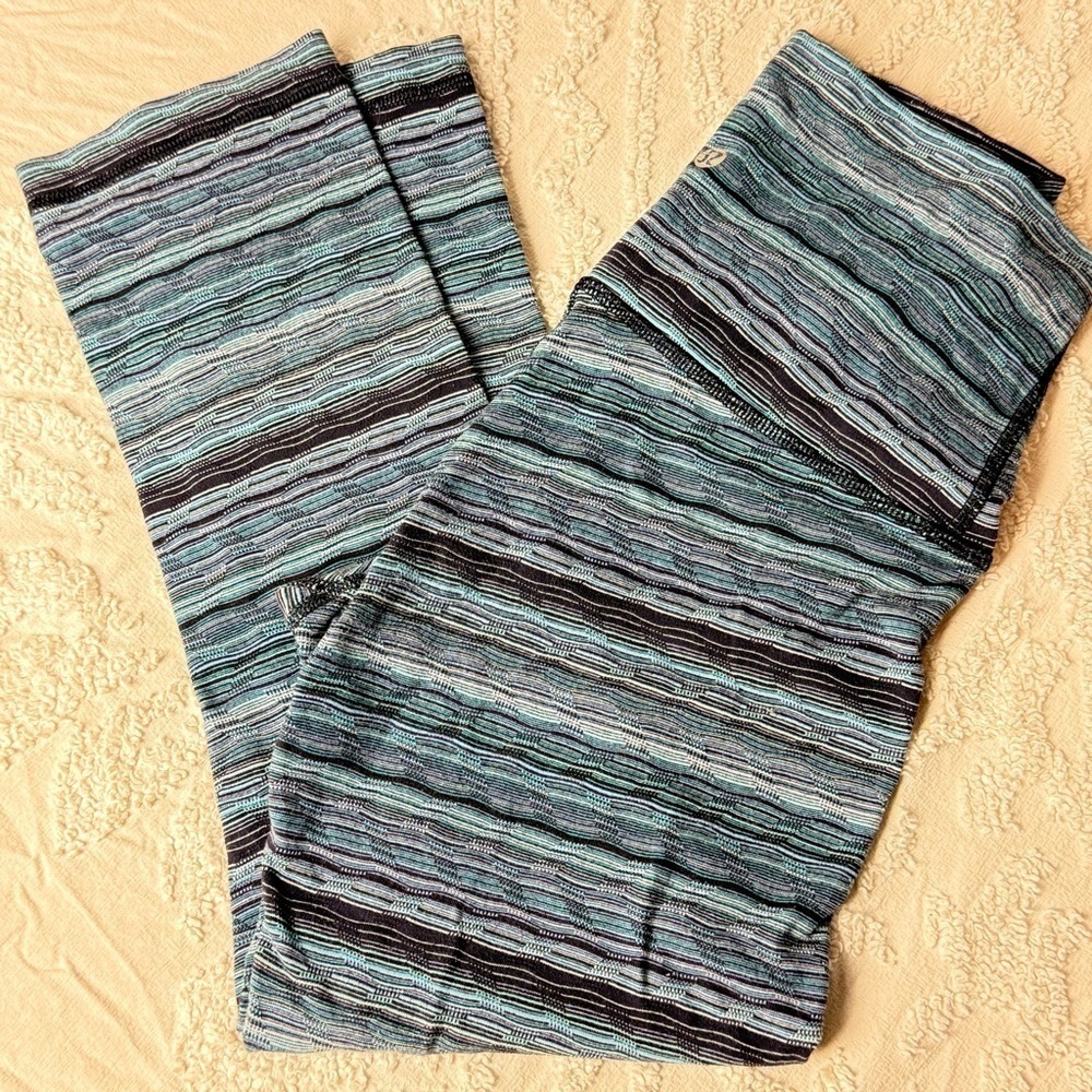 Lululemon Wunder Under Sz 6 Cropped Leggings Heathered Blue Crops